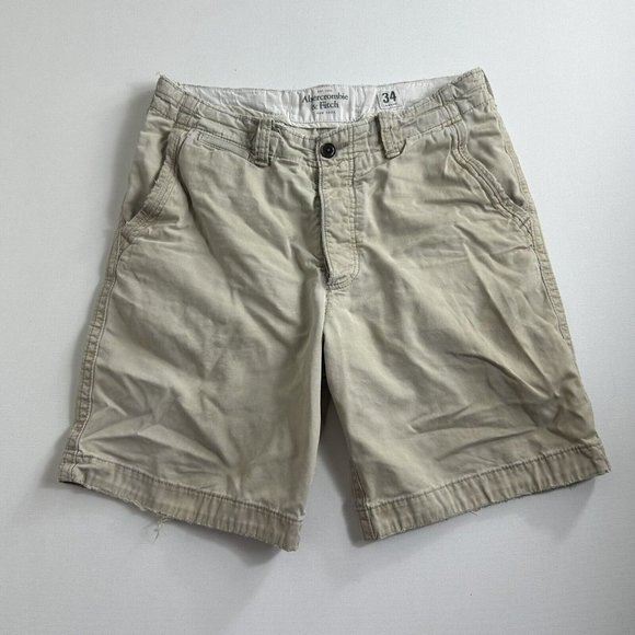 Vintage ABERCROMBIE & FITCH Chino Shorts Heavyweight Drawstring Y2K Casual Sz 34 - Picture 1 of 6
